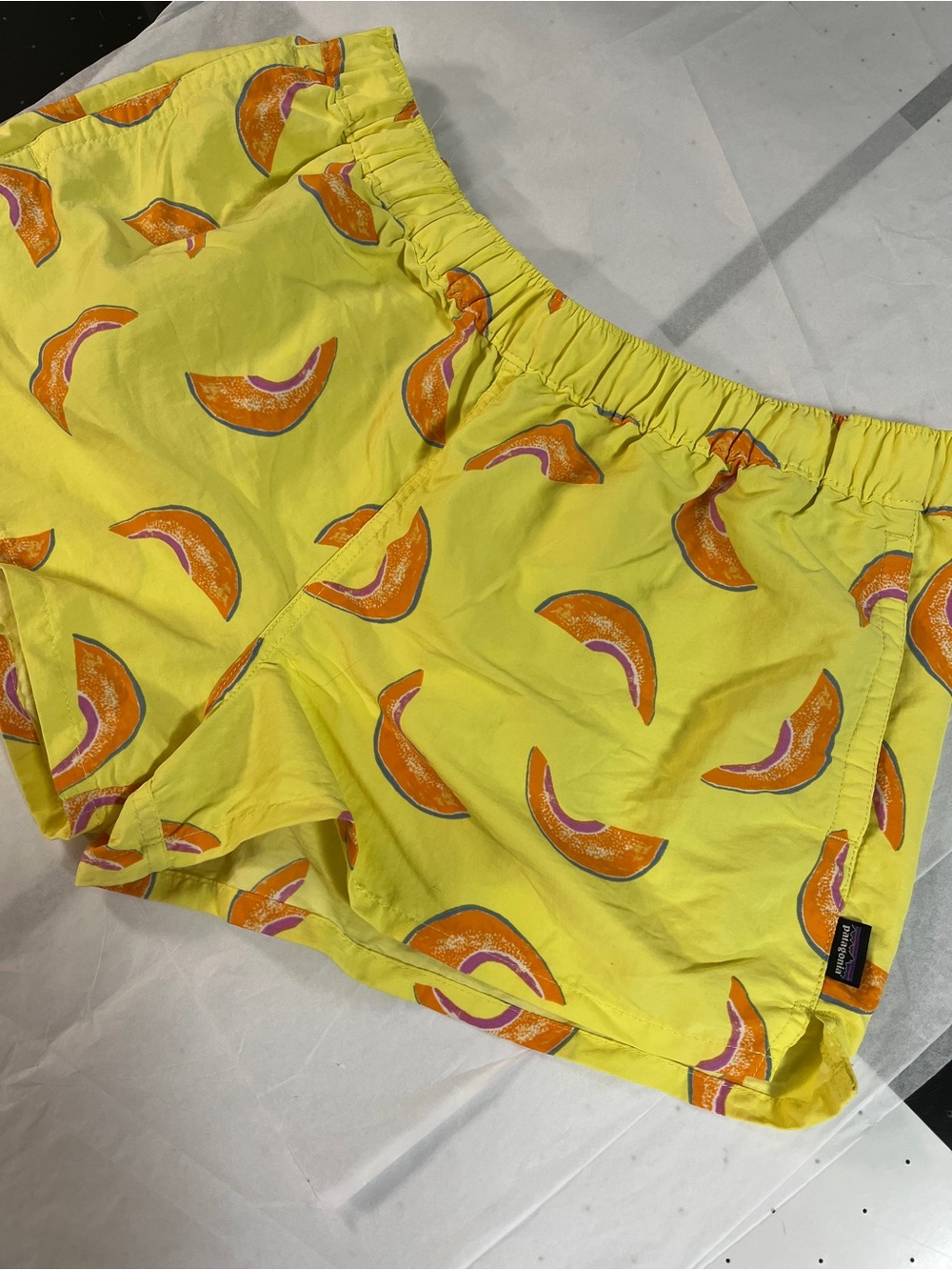 Patagonia Yellow cantaloupes Large Athletic Short shorts yellow orange fruit